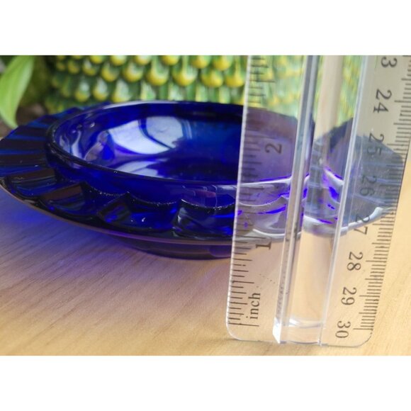 Cobalt New Martinsville Moondrop Vintage Shallow Bowl Butter Dish Bottom 1930s-4 - Picture 7 of 9